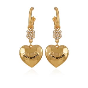 Aretes Juicy Couture Bling Heart Drop Hoop Mujer Dorados | LNJG56394