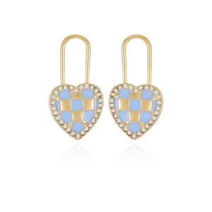 Aretes Juicy Couture Checkered Heart Lock Drop Mujer Dorados | TUFE50468
