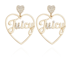 Aretes Juicy Couture Heart Logo Hoop Mujer Dorados | KLMV69850