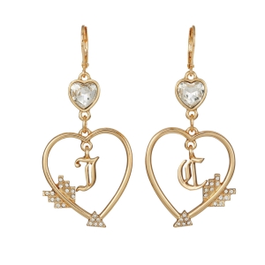 Aretes Juicy Couture Monogram Heart Drop Hoop Mujer Dorados | AISZ53624