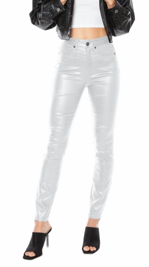Jeans Juicy Couture Melrose Classic Coated Flaco Mujer Plateados | HLZN92607