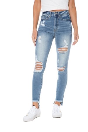 Jeans Juicy Couture Melrose Destroy High Rise Flaco Mujer Azules | MSNL41835