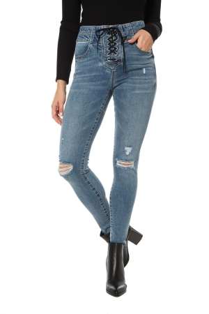 Jeans Juicy Couture Melrose High Rise Encaje Up Flaco Mujer Azules | AKOV35041