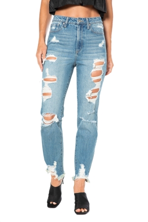 Jeans Juicy Couture Venice Destroyed Hem Directo Leg Mujer Azules | RWNG47562