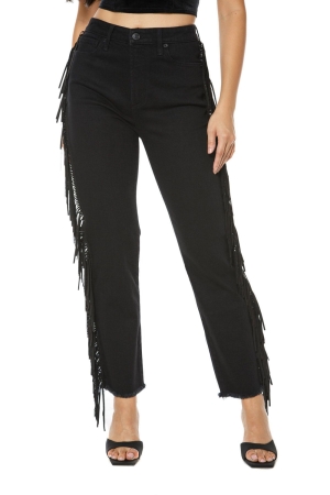 Jeans Juicy Couture Venice Directo Leg with Fringe Mujer Negros Azules | EDTJ73460