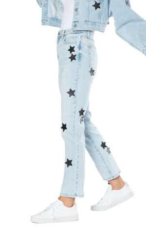 Jeans Juicy Couture Venice Faux Cuero Star Mujer Azules Claro | XOCT87369