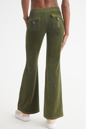 Pantalones Deportivos Juicy Couture Hollywood Snap Pocket Algodon Velour Mujer Super Greens | UFOK47628