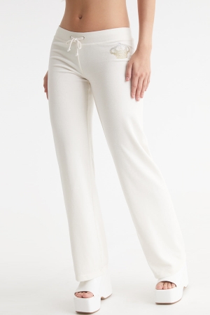 Pantalones Deportivos Juicy Couture Malibu Crown Logo Algodon Velour Mujer Angel | FLIB28349