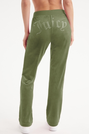 Pantalones Deportivos Juicy Couture OG Big Bling Velour Mujer Super Greens | QDWL31860