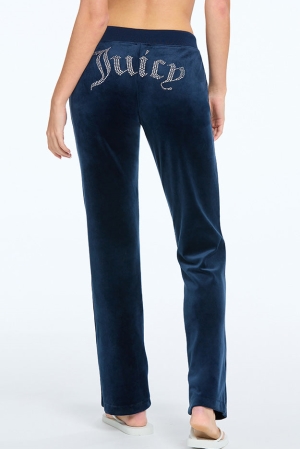 Pantalones Deportivos Juicy Couture OG Big Bling Velour Mujer Azules | UETF26371