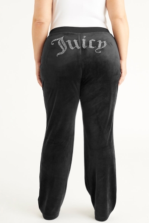 Pantalones Deportivos Juicy Couture Plus-Size OG Big Bling Velour Mujer Liquorice | FJSY02351