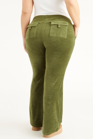 Pantalones Deportivos Juicy Couture Plus-Size Hollywood Snap Pocket Algodon Velour Mujer Super Greens | RSLO87126