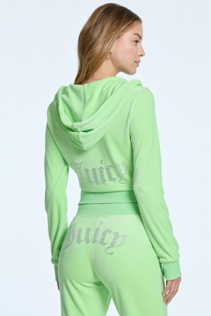 Sudadera con Capucha Juicy Couture OG Big Bling Velour Mujer Sour Apple | EJDW42579