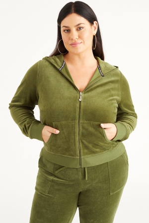 Sudadera con Capucha Juicy Couture Plus-Size Classic Algodon Velour Mujer Super Greens | LADO97046
