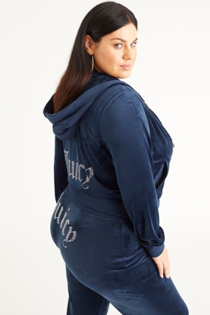 Sudadera con Capucha Juicy Couture Plus-Size OG Big Bling Velour Mujer Azules | NRZO87531