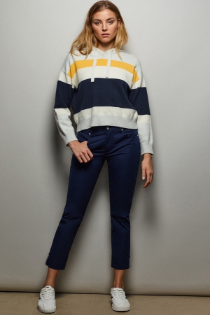 Sudadera con Capucha Juicy Couture Tretorn Cropped A Rayas Pullover Mujer Grises | CLNV15738