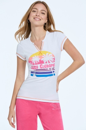 Tops Juicy Couture Juicy Sunset Tee Mujer Blancos | KZGA91634