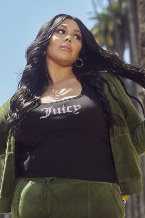 Tops Juicy Couture Plus-Size Small Bling Tank Mujer Liquorice | YLKP60287
