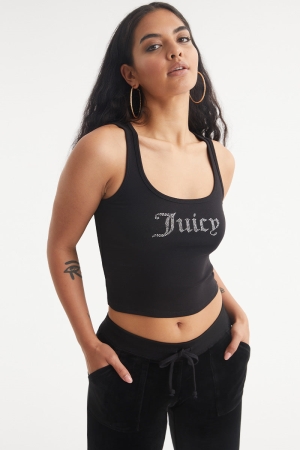 Tops Juicy Couture Small Bling Tank Mujer Liquorice | COMF60892